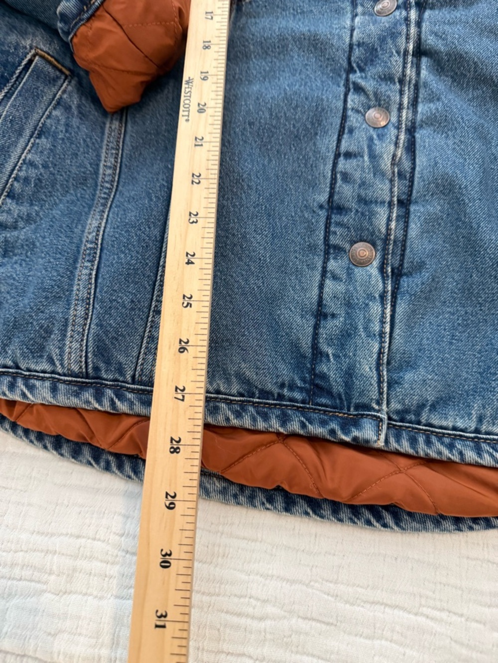 Levi's Blue Denim Jacket with Rust-Orange Quilted Lining NWT 0734 - Picture 2 of 10